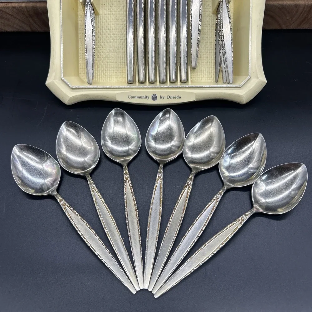 Oneida Venetia Community Stainless Flatware Set 30 piece w/tray SEE DETAILS